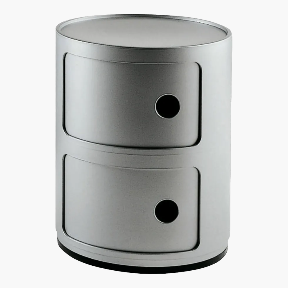 Table de chevet argenté 2 tiroirs Componibili - Kartell