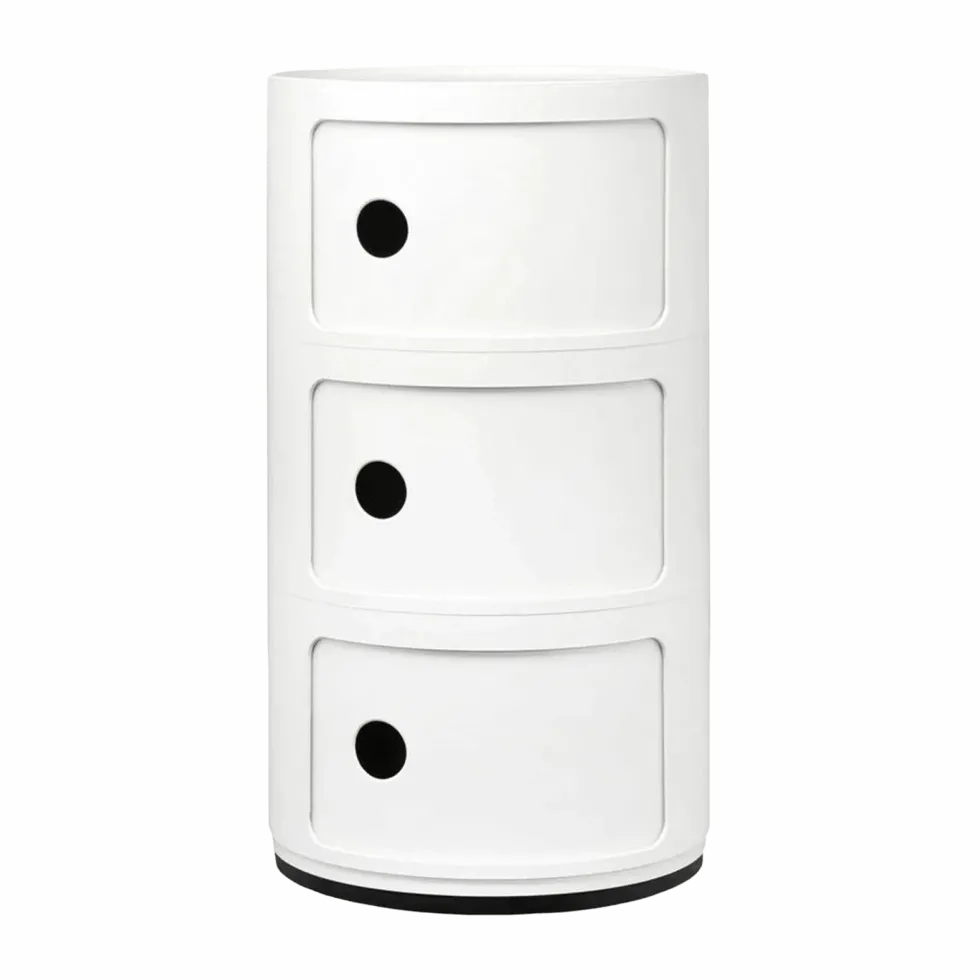Table de chevet blanche 3 tiroirs Componibili - Kartell