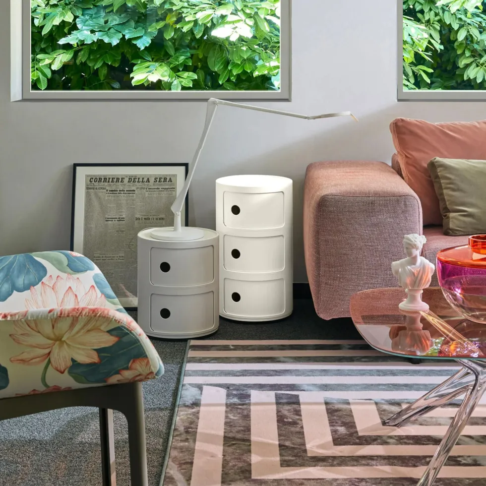 Table de chevet design 3 modules blanc mat Componibili Recycled - Kartell