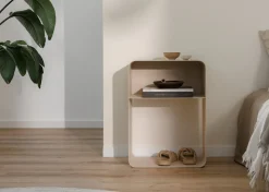 Table de chevet en acier beige cashew 58x42x30cm Damio - Metallbude