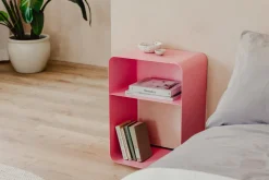 Table de chevet en acier rose 58x42x30cm Damio - Metallbude
