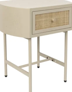 Table de chevet en bois et métal beige Sora - The Cool Republic