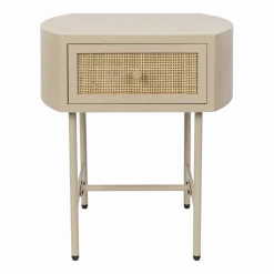 Table de chevet en bois et métal beige Sora - The Cool Republic