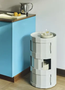 Table de chevet en plastique recyclé gris anthracite 3 portes 38x71cm Facet - HAY