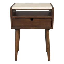 Table de chevet en travertin et chêne finition noyer Arda - Dutchbone