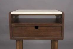 Table de chevet en travertin et chêne finition noyer Arda - Dutchbone