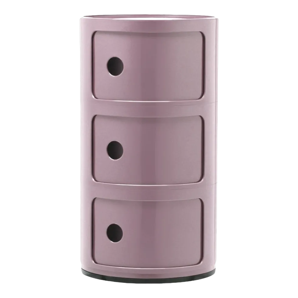 Table de chevet mauve 3 tiroirs Componibili - Kartell