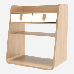 Table de chevet murale en bois de chêne naturel et laqué blanc Suzon - Hartô
