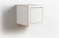 Table de chevet murale en bouleau teinté blanc 40x40x40cm Fläpps Box - Ambivalenz