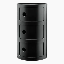 Table de chevet noire brillant 3 tiroirs Componibili - Kartell