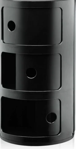 Table de chevet noire brillant 3 tiroirs Componibili - Kartell