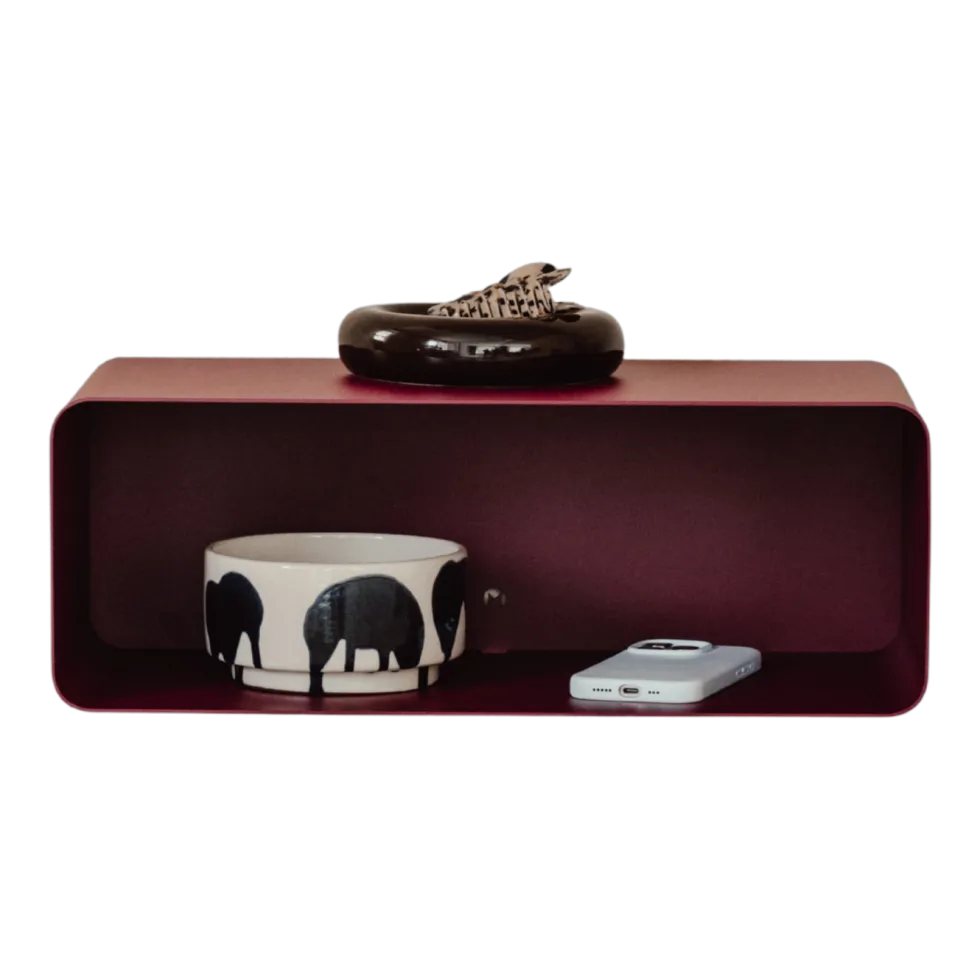 Table de chevet suspendue en acier rouge bordeaux 47x17x25cm Nelio - Metallbude
