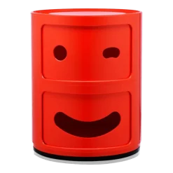 Table de chevet 2 tiroirs rouge Componibili Smile occhiolino - Kartell
