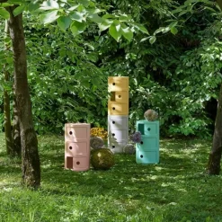 Table de chevet vert 3 tiroirs Componibili Bio - Kartell
