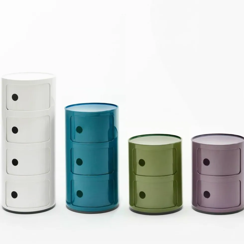 Table de chevet violet 3 tiroirs Componibili - Kartell