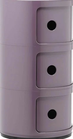 Table de chevet violet 3 tiroirs Componibili - Kartell