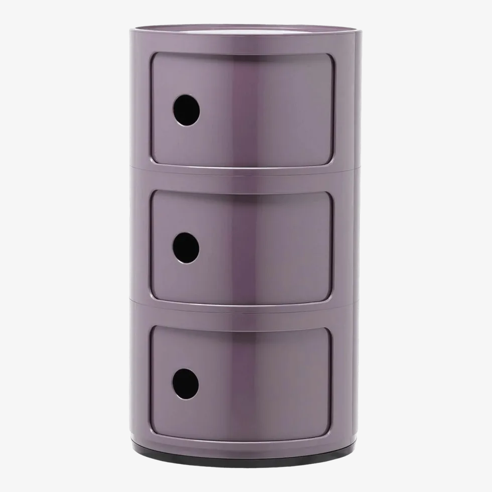 Table de chevet violet 3 tiroirs Componibili - Kartell