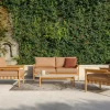 Table de jardin en teck et éclats de céramique portland blanc 129 cm Oda - Vincent Sheppard