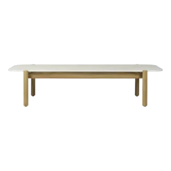 Table de jardin en teck et éclats de céramique portland blanc 129 cm Oda - Vincent Sheppard