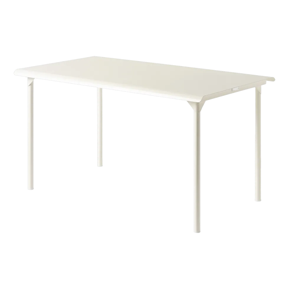 Table de jardin rectangulaire en acier inoxydable blanc perlé 160x100cm Patio - Tolix