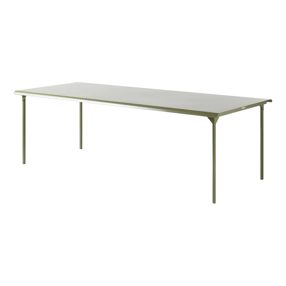 Table de jardin rectangulaire en acier inoxydable vert jonc 240x100cm Patio - Tolix
