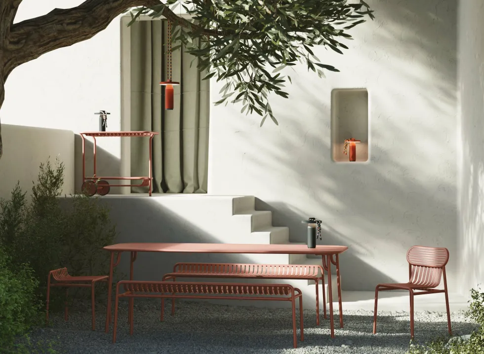 Table de jardin rectangulaire en aluminium terracotta 220 cm Week end - Petite friture