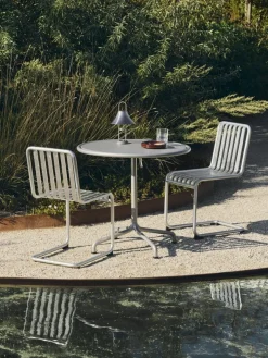 Table de jardin ronde en aluminium laqué gris argenté 80x74cm Deville - HAY