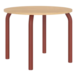 Table de salle à manger ronde en chêne et pieds rouge auburn 100cm Meko - noo.ma