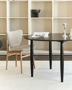 Table à dîner ronde en chêne noire 120 cm Oku - NORR11