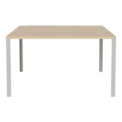 Table en chêne massif huilé pigmenté blanc et acier laqué gris 130 x 130 cm Link - Bolia