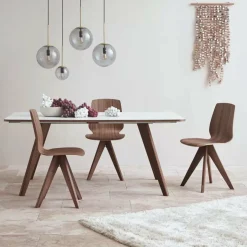 Table en stratifié fenix noir et noyer massif huilé 95 x 170 cm New Mood - Bolia