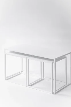 Table gigogne en acier blanc 45x90cm Tre Semina X - Metallbude