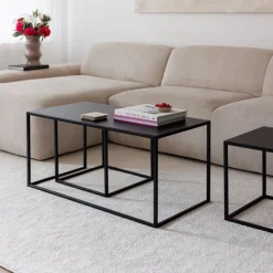 Table gigogne en acier noir 45x90cm Tre Semina X - Metallbude