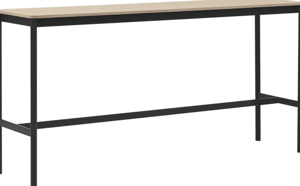 Table haute en chêne contreplaqué et piétement noir 50 x 190 x 95 cm Base - Muuto