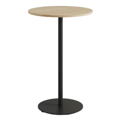 Table haute ronde en chêne et piétement en acier noir 70 x 105 cm Moka