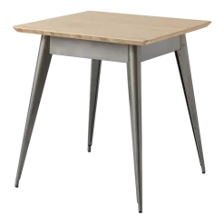 Table à manger carrée en chêne et acier brut vernis 70x70cm 55 - Tolix
