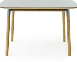 Table à manger carrée en chêne et lino gris 120 x 120 cm Form - Normann Copenhagen
