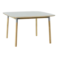 Table à manger carrée en chêne et lino gris 120 x 120 cm Form - Normann Copenhagen
