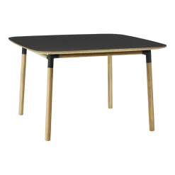 Table à manger carrée en chêne et lino noir 120 x 120 cm Form - Normann Copenhagen