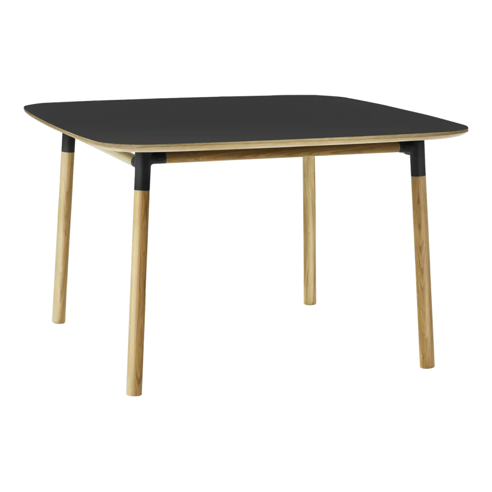 Table à manger carrée en chêne et lino noir 120 x 120 cm Form - Normann Copenhagen