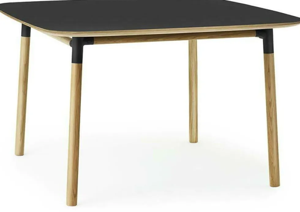 Table à manger carrée en chêne et lino noir 120 x 120 cm Form - Normann Copenhagen