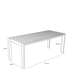 Table à manger de jardin rectangulaire en acier beige 191x80x76cm Haus - Hübsch