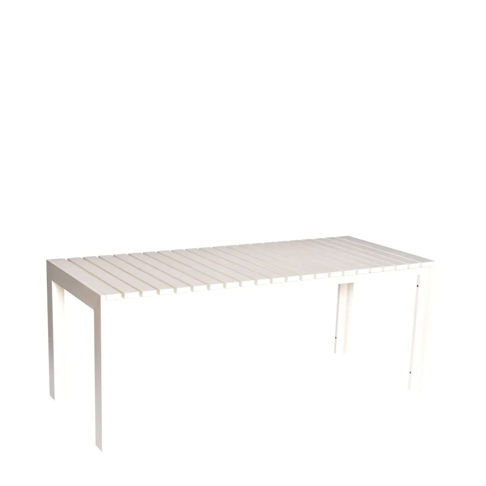 Table à manger de jardin rectangulaire en acier beige 191x80x76cm Haus - Hübsch