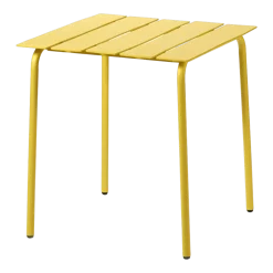 Table à manger d'extérieur carrée en métal jaune 70x70x75cm - valerie_objects