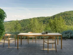 Table à manger d'extérieur rectangulaire en teck et céramique blanc 300x100cm Elko - Vincent Sheppard