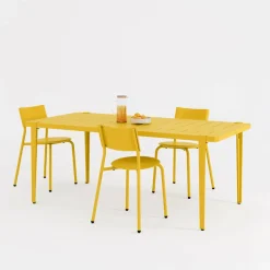 Table à manger en acier jaune 190 x 90 x 75 cm Midi - TIPTOE