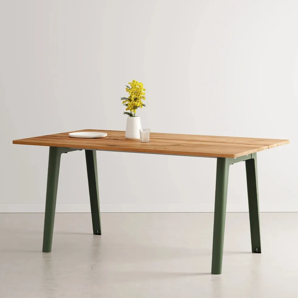 Table à manger en bois ancien et piètement en acier noir 160 x 95 x 75 cm New modern - TIPTOE