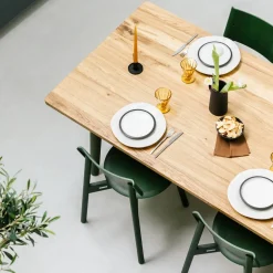 Table à manger en bois ancien et piètement en acier noir 160 x 95 x 75 cm New modern - TIPTOE