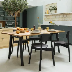 Table à manger en bois ancien et piètement en acier noir 190 x 95 x 75 cm New modern - TIPTOE