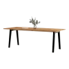 Table à manger en bois ancien et piètement en acier noir 220 x 95 x 75 cm New modern - TIPTOE